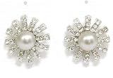 Image of Stunning Fashion Silver Pearl & White Gold Coloured CZ Stud Earrings By The Olivia Collection