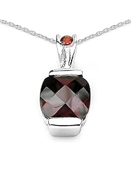1.60 Carat Genuine Garnet Sterling Silver Pendant Necklace. 18"