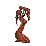 Holz Figur Skulptur Abstrakt Holzfigur Statue Afrika Asia Handarbeit Deko Mutter Größe 15 cm