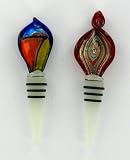 Review   / Rainbow Swirl Cut Glass Wine Bottle Alcohol Stopper Set