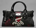 ED HARDY DIDDY LOVE KILLS TOTE BLACK HANDBAG RHINESTONE