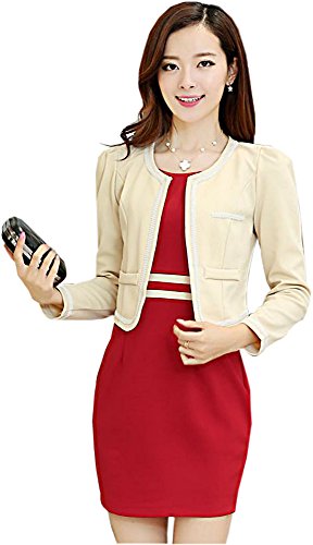 ツーピース ジャケット ボレロ ワンピーススーツ スーツ セレブ パーティ デート 結婚式 ノースリーブ カジュアル キュート エレガンス レディース 秋物 冬物 可愛いスカーフ付き R538