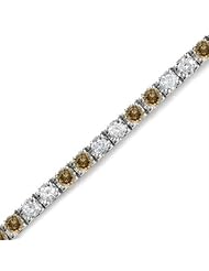 5 CT White & Champagne Diamond Bracelet 14K White Gold