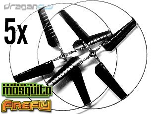 41uSWphYpJL 5 Black Main Rotor Sets (5 Upper + 5 Lower Rotor Blades) For Micro Mosquito & FireFly RC Helicopters