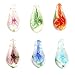 BodyJ4You Glass Necklace Teardrop Floral Glow Set Pendant 6 Pieces Lot