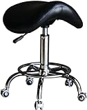 FIGARO Rollhocker Sattelhocker Hocker mit Gasdruckzylinder und Chromfuß Farbe schwarz