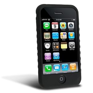 Black Premium Silicone Skin Cover Case Cell Phone Protector for Apple iPhone 3GS 16GB / 32GB+Belt