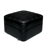 Black Vinyl Square quilt-top ottoman