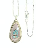 Beautiful! Sterling-silver Navajo Tree of Life Turquoise/Mother of Pearl Pendant-necklaces