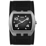 Fossil Men's JR1002 Black Leather Cuff Watch