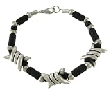 Black / Chrome Barrel Link Barbed Wire Bracelet Gothic