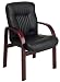 Office Star Black Leather and Cherry Guest Chair