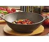 Click for more about Cast Iron Stir Fry Wok with Wooden Tray - .