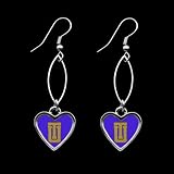 Tulsa Golden Hurricane Royal Blue Oval Heart Drop Earrings