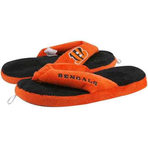 Cincinnati Bengals Ladies Orange-Black Plush Thong Slippers (Large)