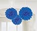 Elegant Bright Royal Blue Fluffy Hanging Paper Decorations - 16