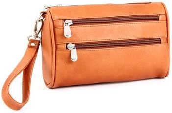 Le Donne Leather Two Zip Wristlet Clutch (Tan)