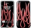 Red Neon Flames Design Protective Skin Decal Sticker for Apple iPhone (2G)