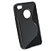 eForCity Black S Shape TPU Rubber Skin Case Compatible with Apple iPhone 4S