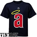 Majestic Los Angeles Angels of Anaheim Youth Navy Blue Cooperstown Official Logo T-shirt