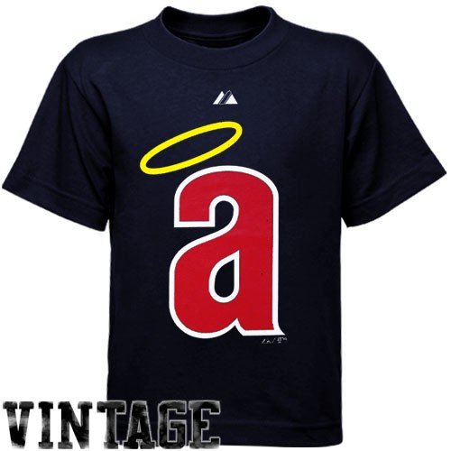Majestic Los Angeles Angels of Anaheim Youth Navy Blue Cooperstown Official Logo T-shirt