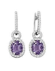 2.62Ct Oval Amethyst & VS Diamond Hoop Earrings 18k Gold
