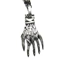 Severed Hand of Fate Skull Pewter Pendant with Adjustable Choker Cord