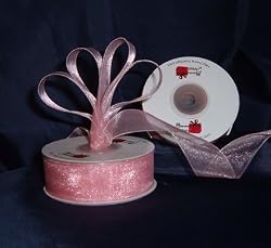 Sheer Organza Ribbon Mono Edge - 7/8" - 25 Yards (75 FT) - Pink