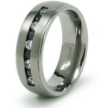 8mm Titanium Ring with CZ (Sizes 8-12)