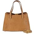 Fontanelli Camel Textured Leather Top Closure Bag