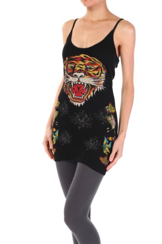 Ed Hardy Women's Tank Dress crw-05011 Black (Small, Black)