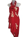 HAWAIIAN PLUS SIZE SARONG (XL-3X)-RED HIBISCUS W/ SARONG BUCKLE