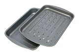 OvenStuff Non-Stick 14.5 Inch x 10.5 Inch x 2 Inch Two Piece Fat-A-Way Roast and Broil Pan