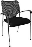Black Mesh Fabric Stacking Side Chair with Chrome Legs [LF-W19-BK-GG]