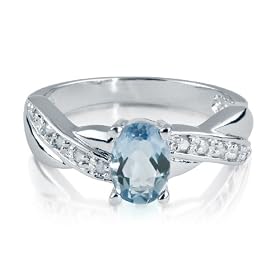 FOJO's Diamonds in Silver Synthetic Blue Topaz Braid Ring (.10 ct. tw.)