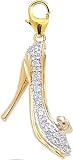 14k Gold Diamond High Heel Shoe Charm (1/10 cttw)
