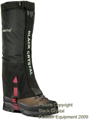 Black Crystal Hiking Trekking Gaiters Waterproof Nylon Brand New Men's Black Size Large