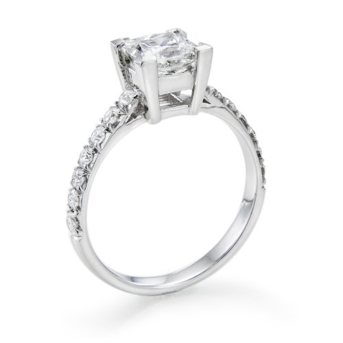 1 1/2 ct, F Color, SI2 Clarity, Certified, Princess Cut, Diamond Engagement Ring in Platinum