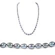 AugustinaJewelry Single Strand 22 Inch 7-8mm Black Oval Shape Freshwater Cultured Pearl Necklace