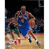 Chauncey Billups Autographed New York Knicks Dribble Up Court Vertical 16x20 Photograph