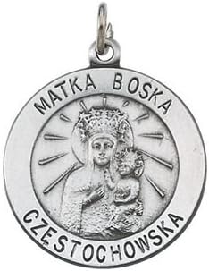 R16321 Sterling Silver 18.25 Polished Rd Matka Boska Pend Medal