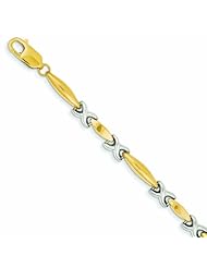 Genuine 14K Two-Tone Polished Fancy Link Bracelet 7 Inches 7 Grams Of Gold 100% Satisfaction Guaranteed.