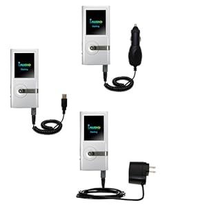 USB cable with Car and Wall Charger Deluxe Kit for the Cowon iAudio U5 - uses Gomadic TipExchange Technology