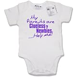 from Dirty Fingers Dirty Fingers - My Parents are Clueless Newbies Help Me! - Baby & Toddler Short Sleeve Bodysuit / BabyGrow, 0-3 months, White
