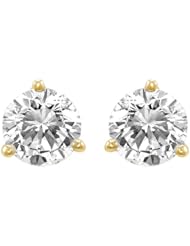 IGI Certified 18k Gold Round-Cut 3-Prong Diamond Studs (1 1/2 cttw, G-H Color, SI1- SI2 Clarity)