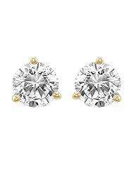 IGI Certified 14k Gold Round-Cut 3-Prong Diamond Studs (1 cttw, I-J color, I1-I2 Clarity)