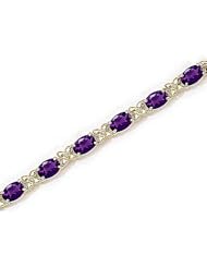10kt Yellow Gold Oval Amethyst Bracelet.