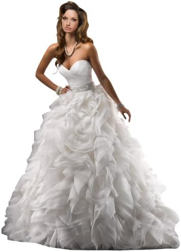 ZHUOLAN White Sweetheart Ball Gown in Silk Organza Wedding Dress