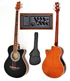 Produkt-Bild: Akustik E-Bass mit 4 Band EQ Schwarz Natur Pickup Tonabnehmer Bassgitarre mit Tasche