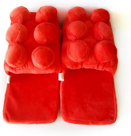 FireBeast Unisex Soft Plush Home Slippers Cute Cartoon Slippers (Block(R))